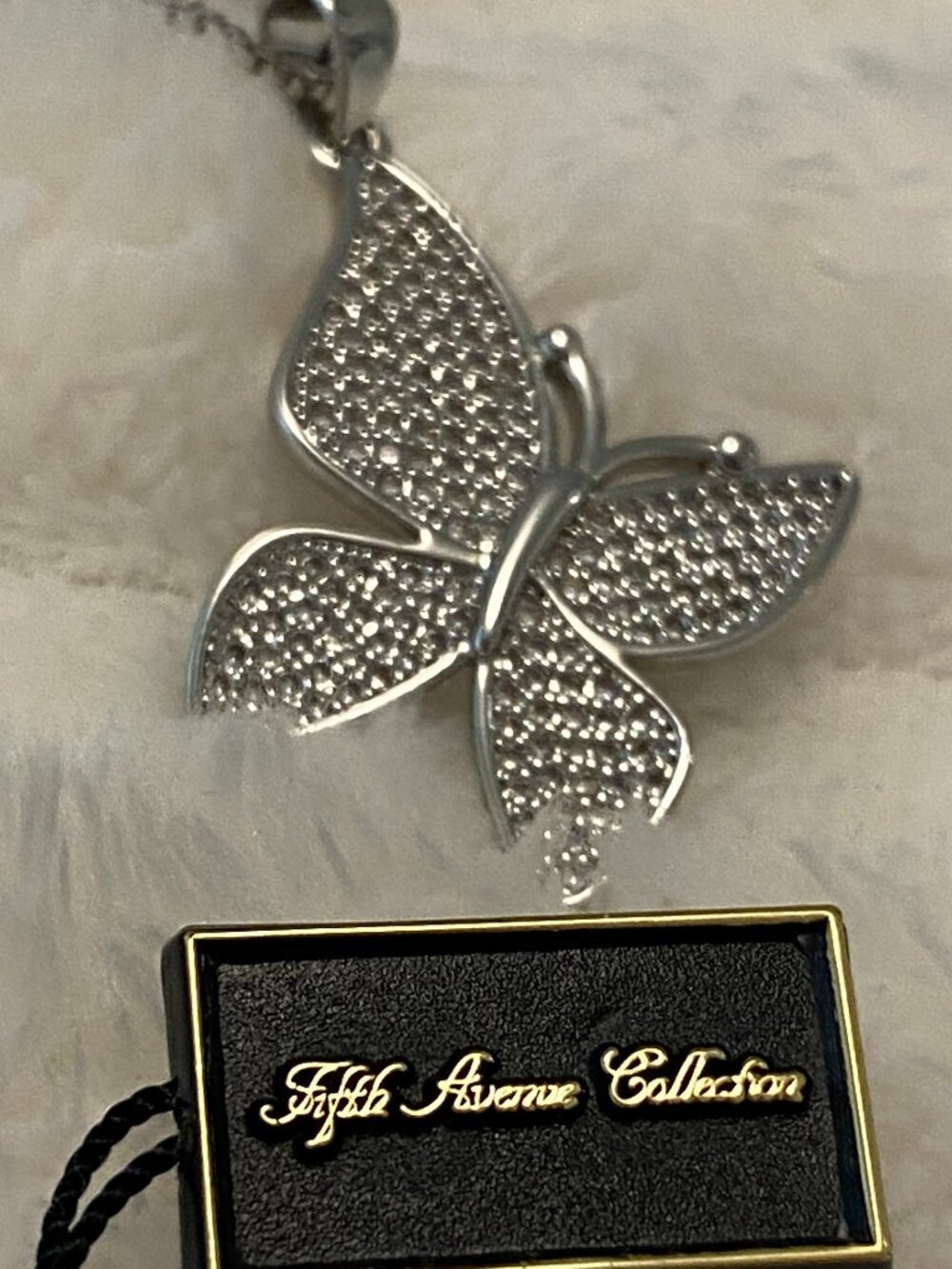 Fifth Avenue Collection Silver Rhodium Plated SwarovskyButterfly Necklace NEW